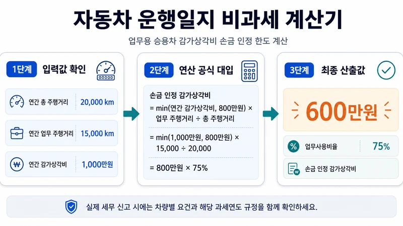 자동차 운행일지 비과세 계산기 계산 방법 및 공식