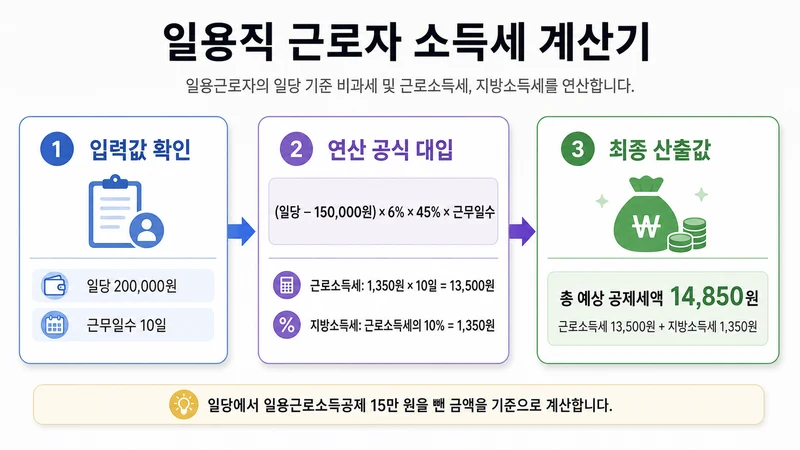 일용직 근로자 소득세 계산기 계산 방법 및 공식