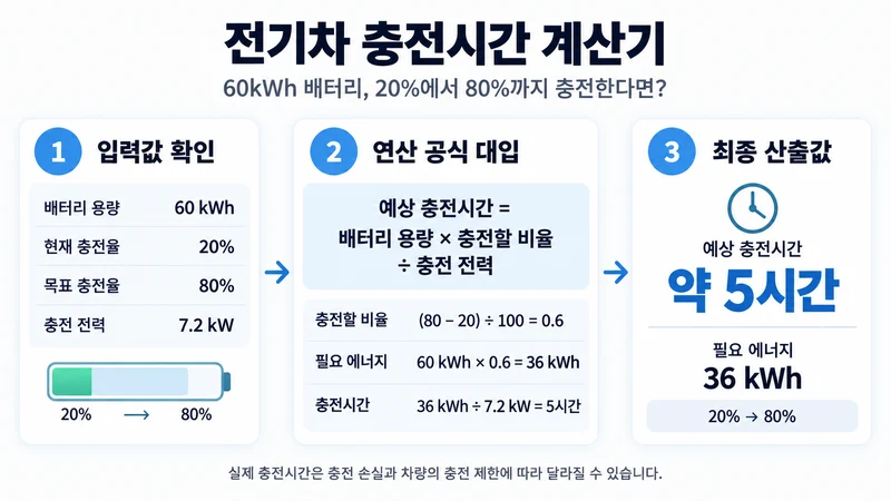 전기차 충전시간 계산기 계산 방법 및 공식