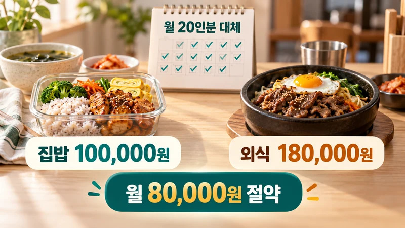 집밥·외식 식사비 비교 계산기 계산 예시