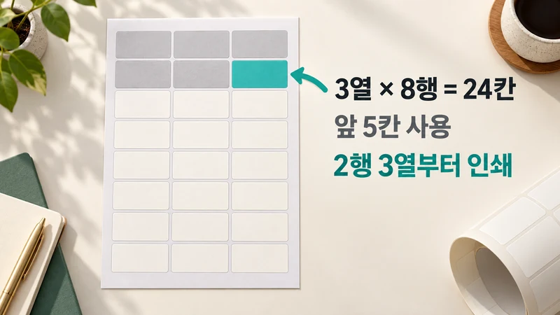 라벨 인쇄 용지·시작 위치 계산기 계산 방법