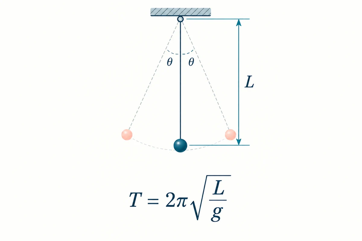 단진자 주기 계산기 공식 관계도: T = 2π√(L/g)