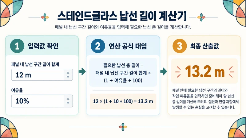 스테인드글라스 납선 길이 계산기 계산 방법 및 공식