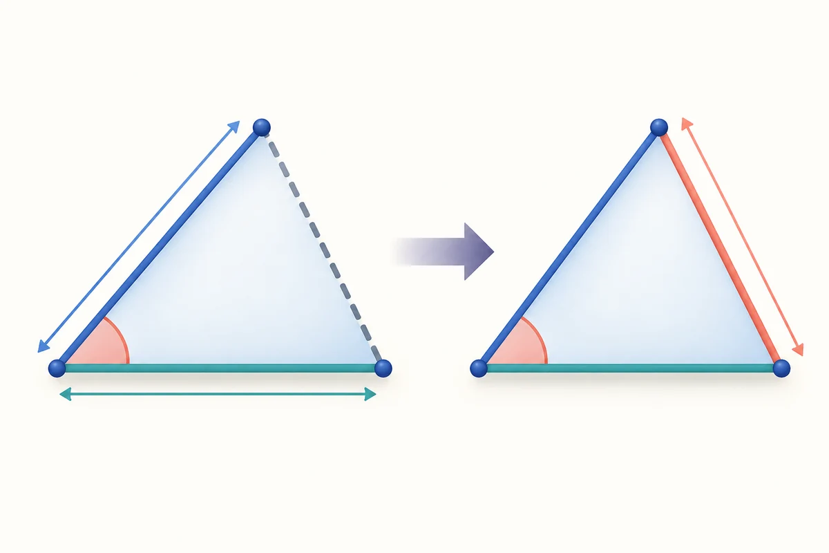 삼각형 코사인 법칙 계산기 공식 관계도: c = √(a² + b² − 2ab cos(C))