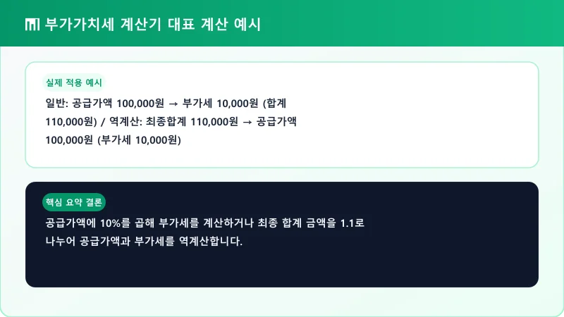 부가가치세 계산기 계산 예시 및 데이터 분석